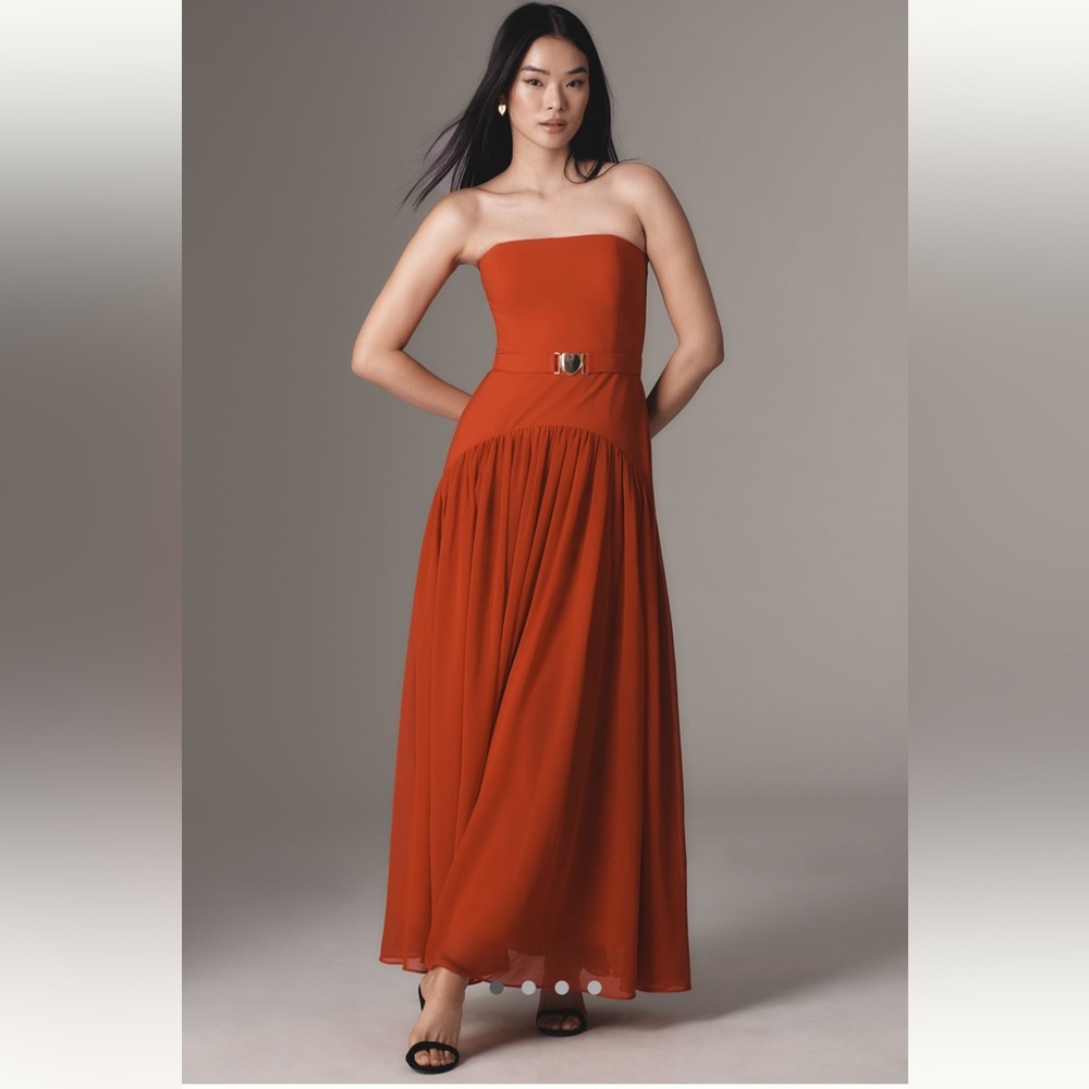Anthropologie Hutch Strapless Dress in Red